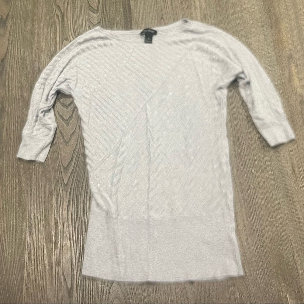 White House Black Market Gray Knit Dolman Sleeve Shirt Size S